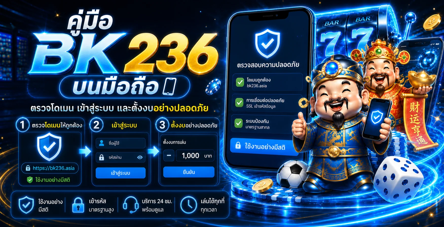 BK236 บนมือถือ: ทางเข้าปลอดภัยและตั้งงบ